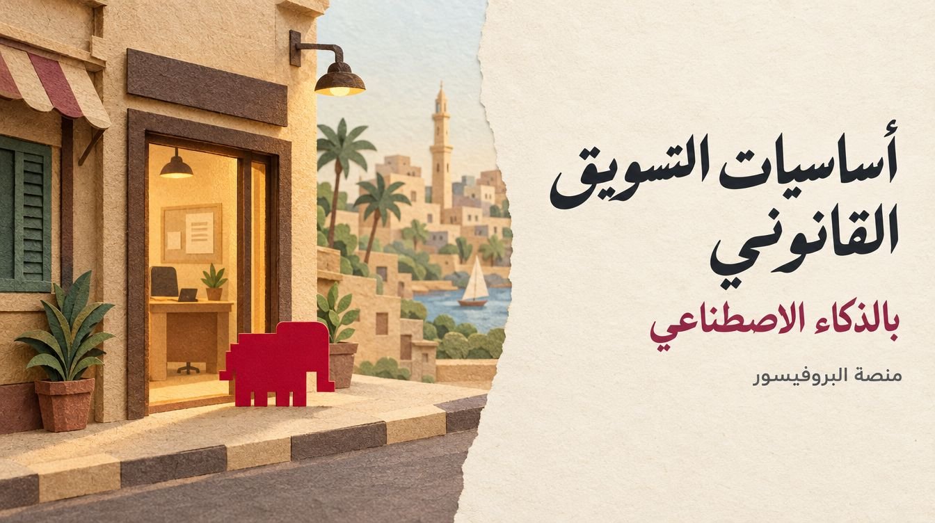 غلاف دورة أساسيات التسويق القانوني بالذكاء الاصطناعي